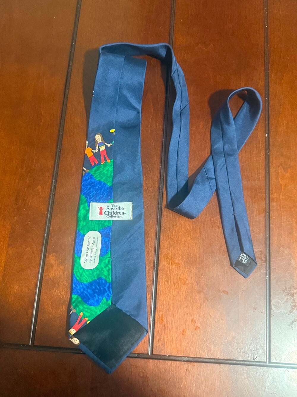 Save the Children Collection Save Our Earth by Whitney Age 8 Silk Necktie Blue - Picture 2 of 6